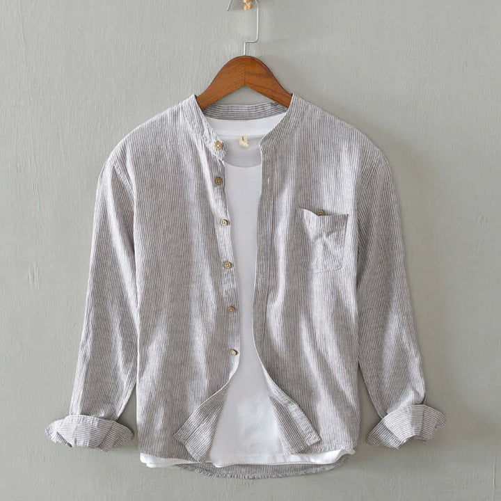 Men's Casual Striped Long-Sleeve Shirt