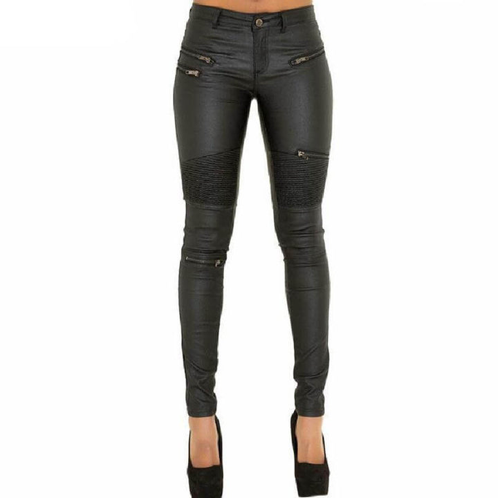 Sleek Women's Faux Leather Skinny Jeans