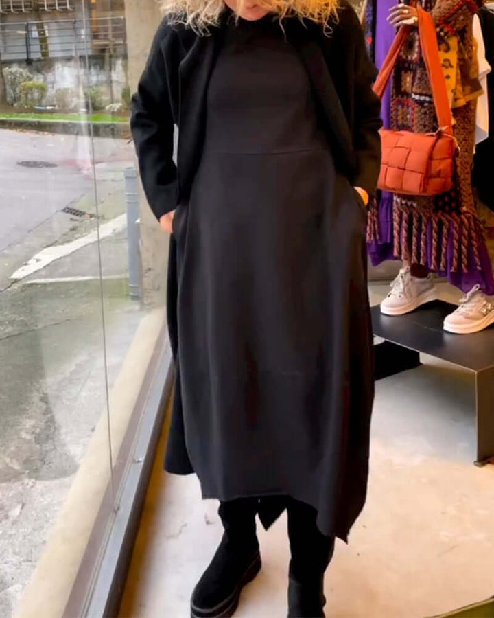 Elegant Solid-Color Dress: Breathable Polyester