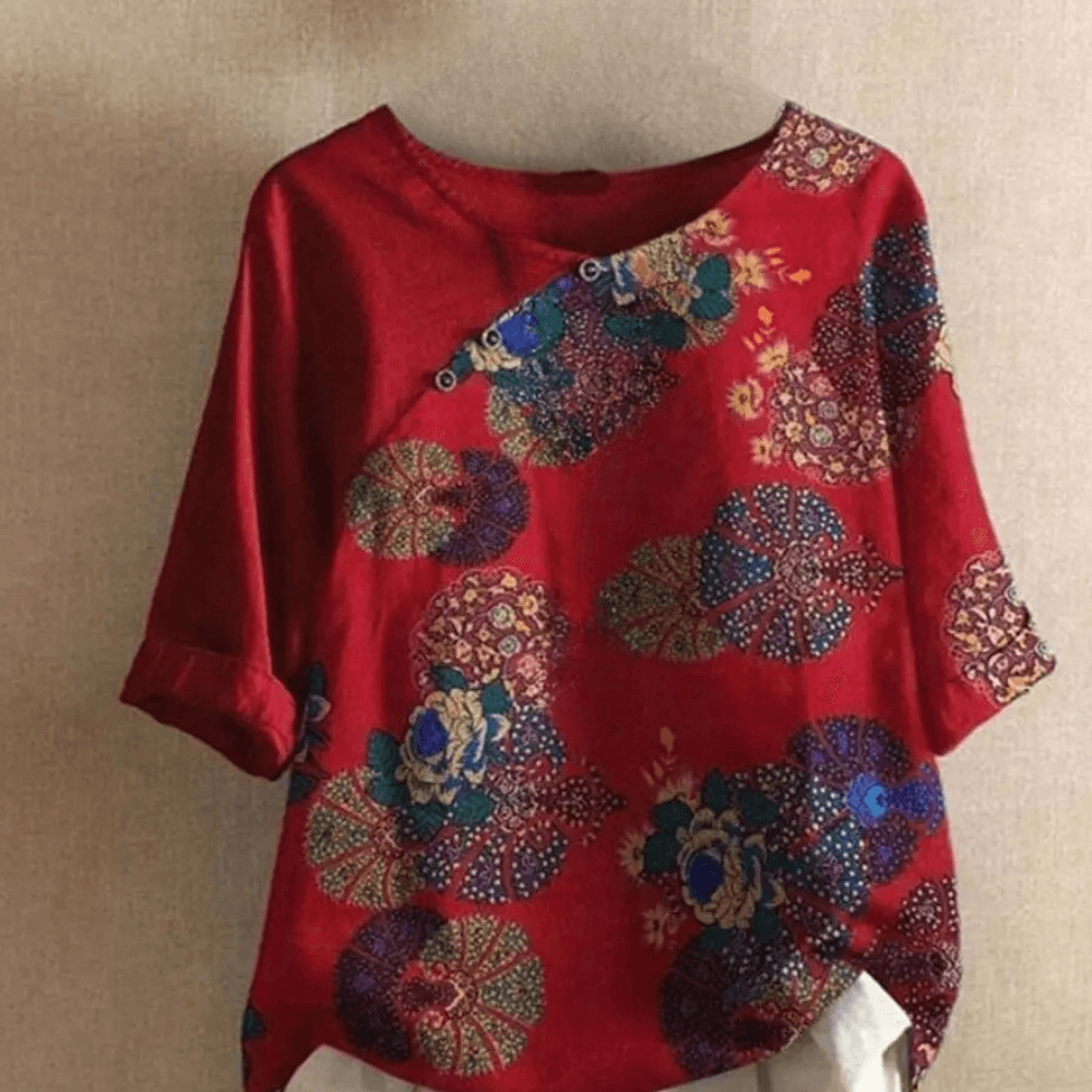 Elegant Retro Blouse: Polyester Top with Modern Design