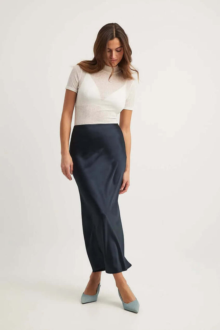 Women's Elegant A-Line Satin Maxi Skirt