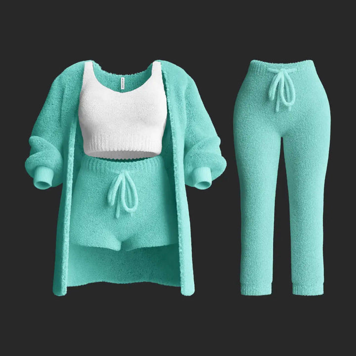 Women's Cropped Knitted Sweater & Shorts Set