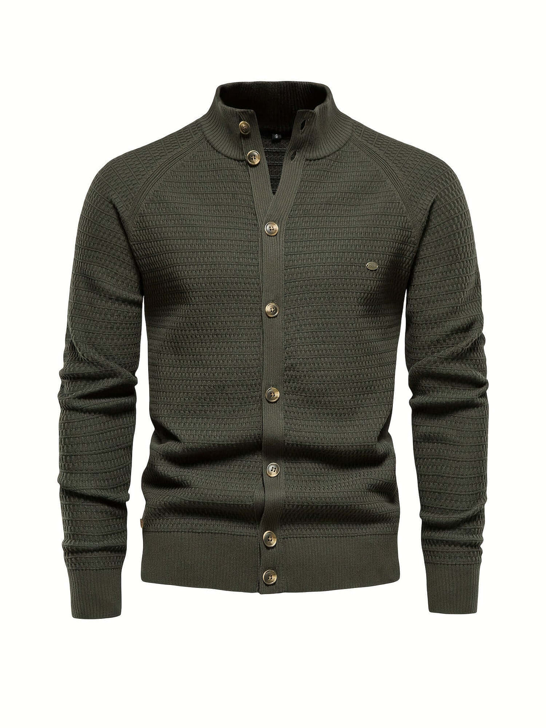 Men's Stand Collar Buttoned Cotton Sweater