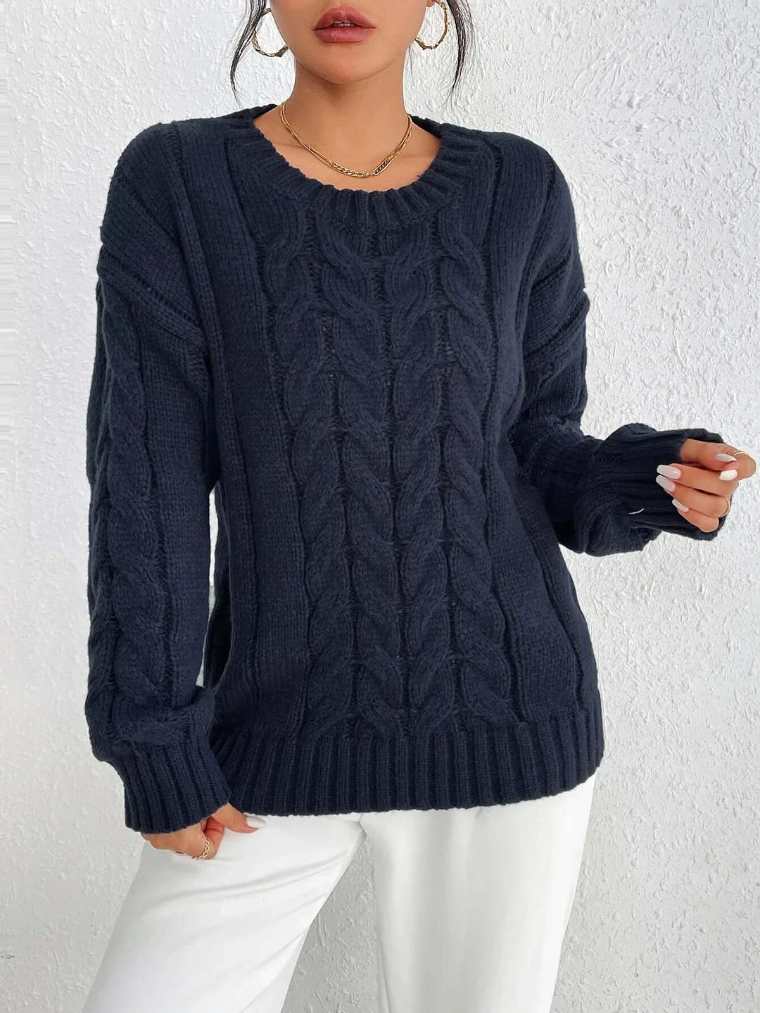 Women's Cozy Twisted Knit Pullover Sweater