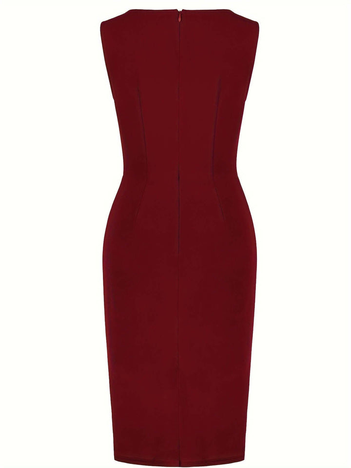 Asymmetrical Hem Pencil Dress: Stretch Knit, All-Season