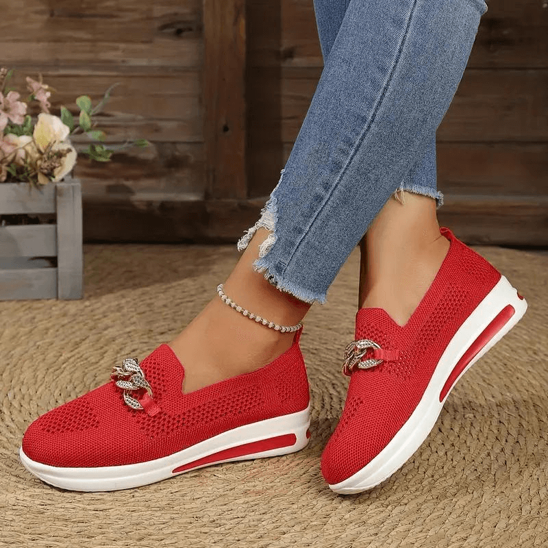 Women's Casual Slip-On Sneakers with Chain Detail
