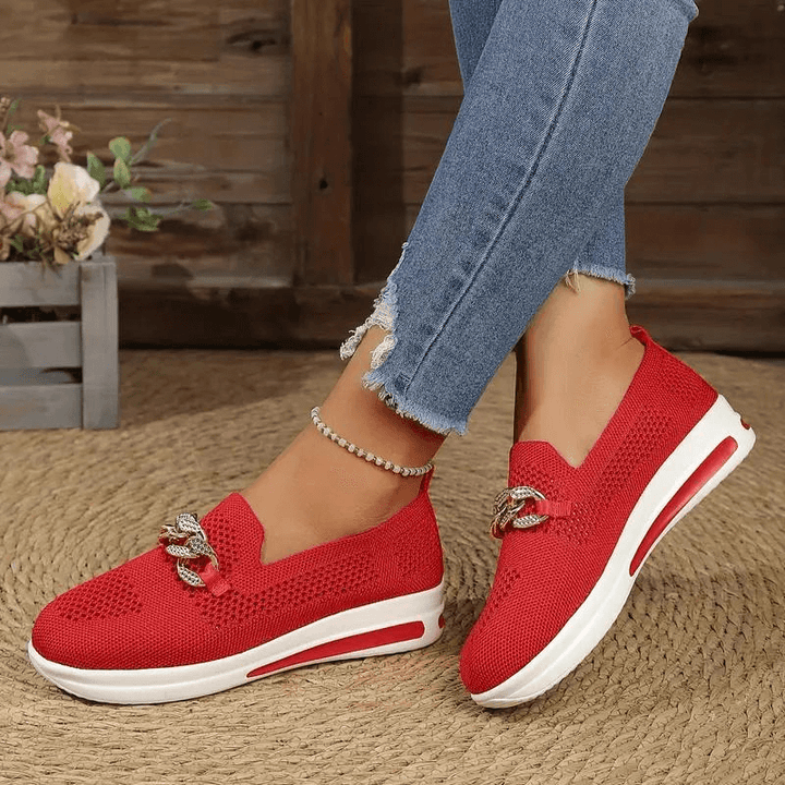 Women's Casual Slip-On Sneakers with Chain Detail