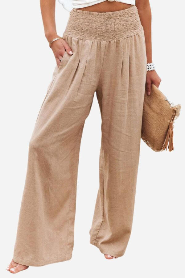 Women's Wide Leg Elastic Waist Casual Pants