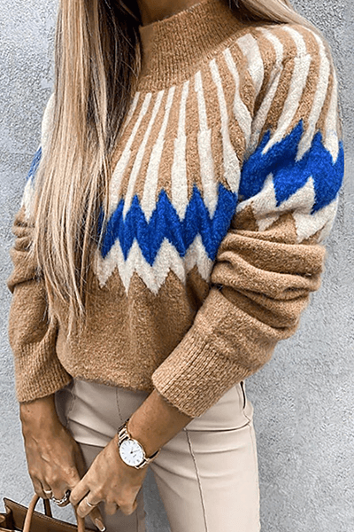 Women's Printed Collared Sweater: Cozy & Stylish