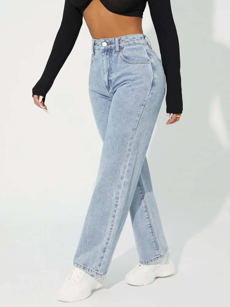 Women's High-Waisted Straight Leg Jeans