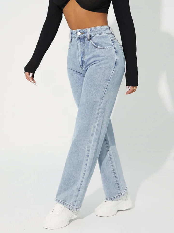 Women's High-Waisted Straight Leg Jeans
