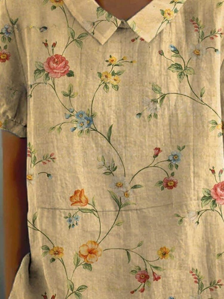 Women's Retro Floral Print Cotton Shirt