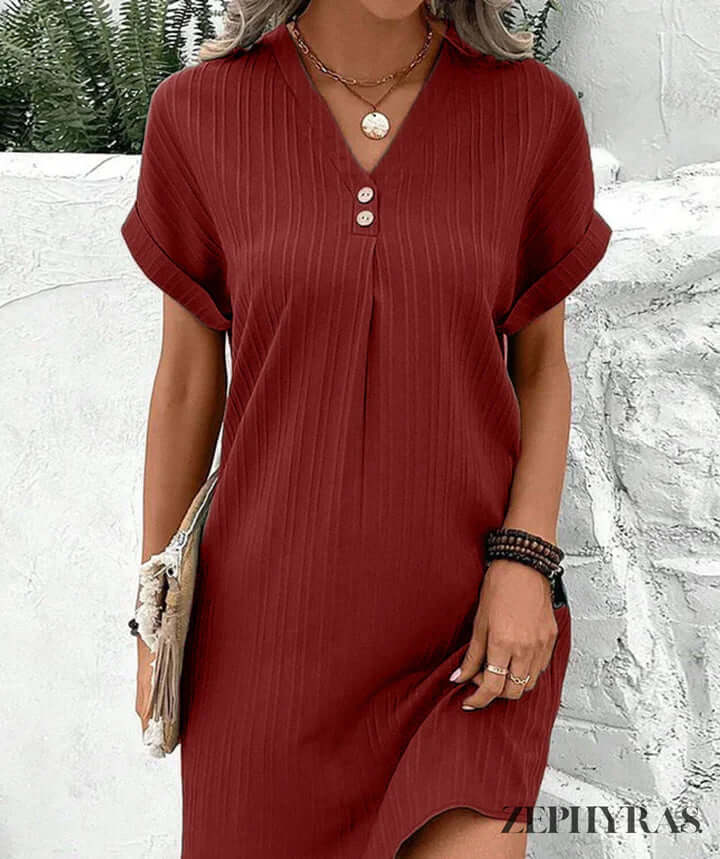 Elegant V-Neck Midi Dress