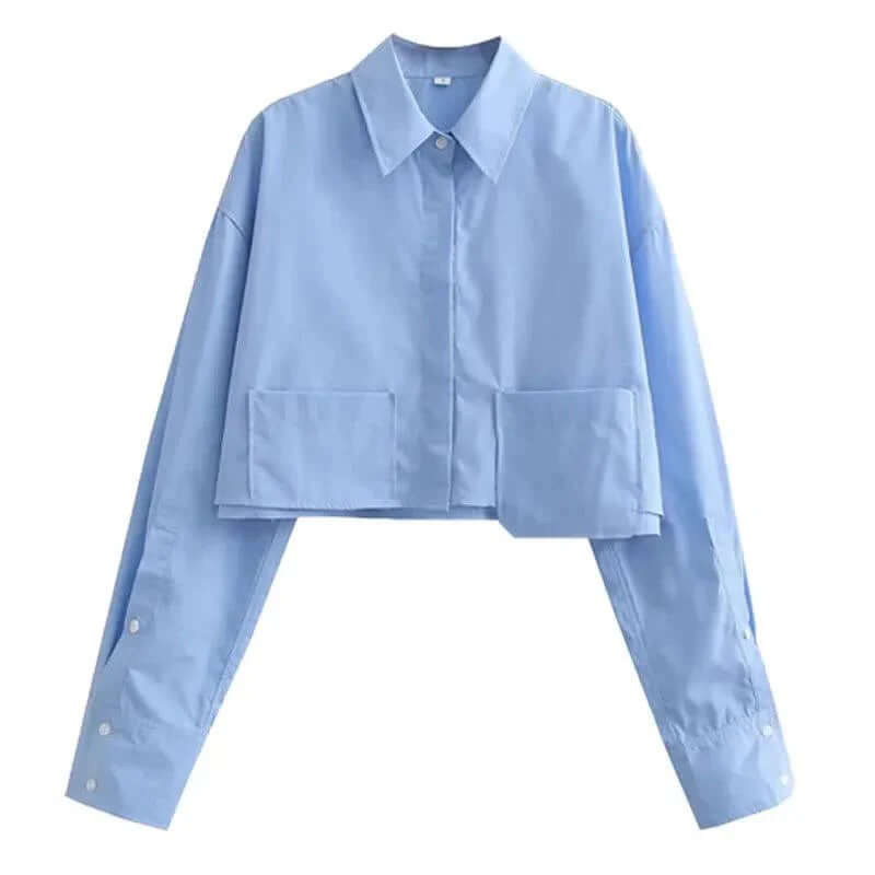 Women's Striped Long-Sleeve Button-Up Blouse