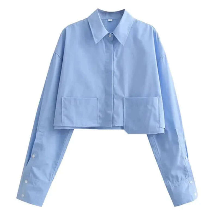 Women's Striped Long-Sleeve Button-Up Blouse