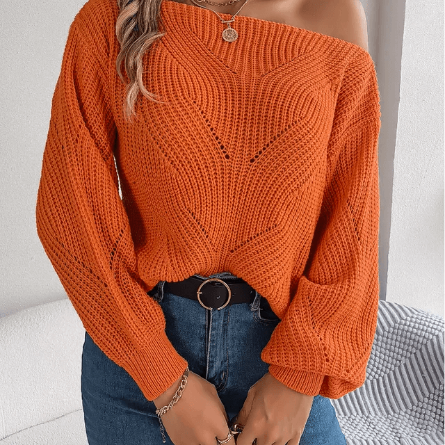 Women's Off-Shoulder Knit Sweater: Cozy & Stylish