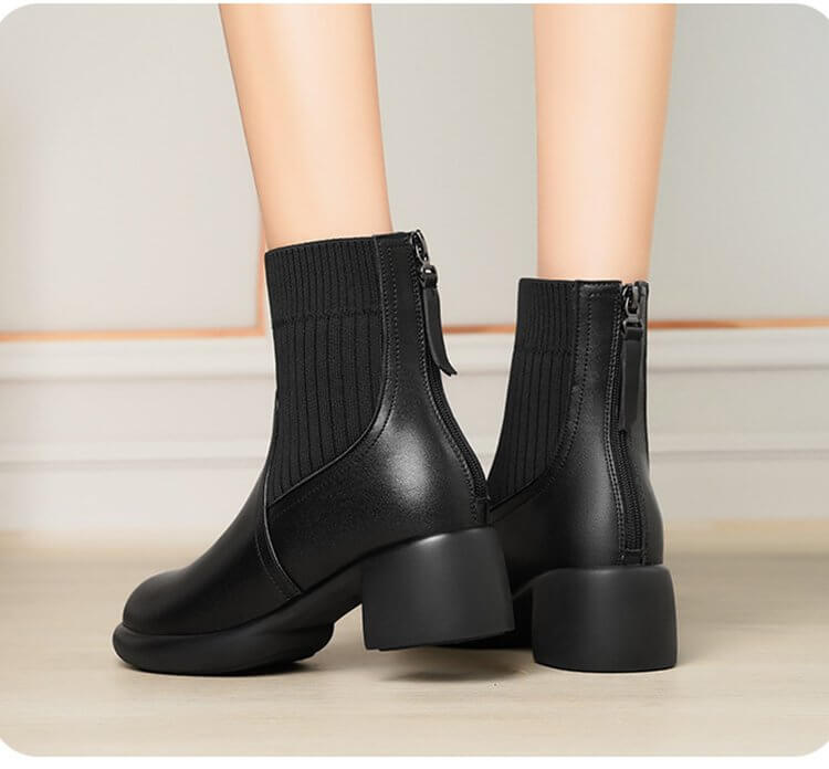 Women's Stretch Knit Sock Boots with Heel