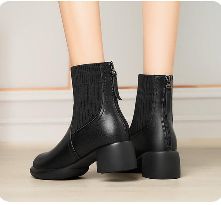 Women's Stretch Knit Sock Boots with Heel