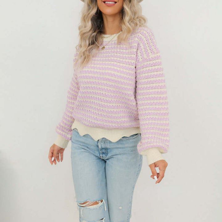Women's Long Sleeve Striped Knit Jumper