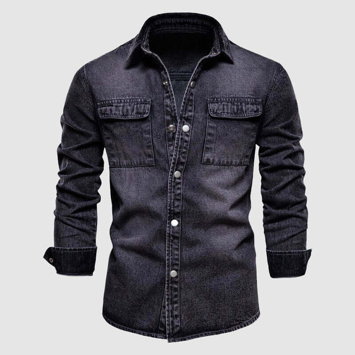 Men's Denim Shirt with Chest Pockets: Relaxed Fit