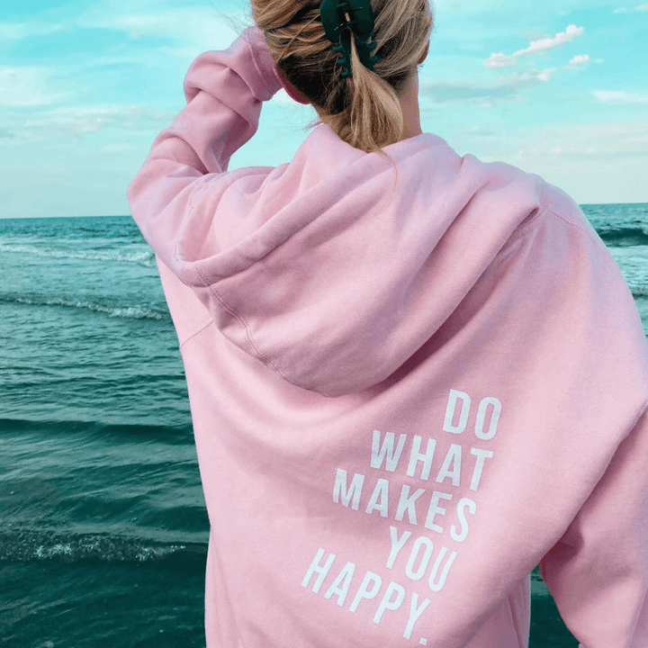 Women's Hooded Text Print Sweater: Cozy & Stylish