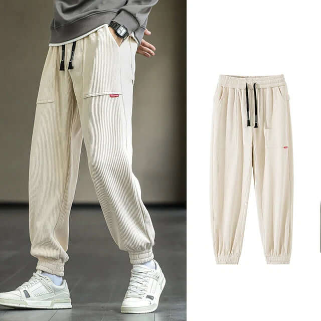 Men's Relaxed Fit Corduroy Joggers with Drawstring