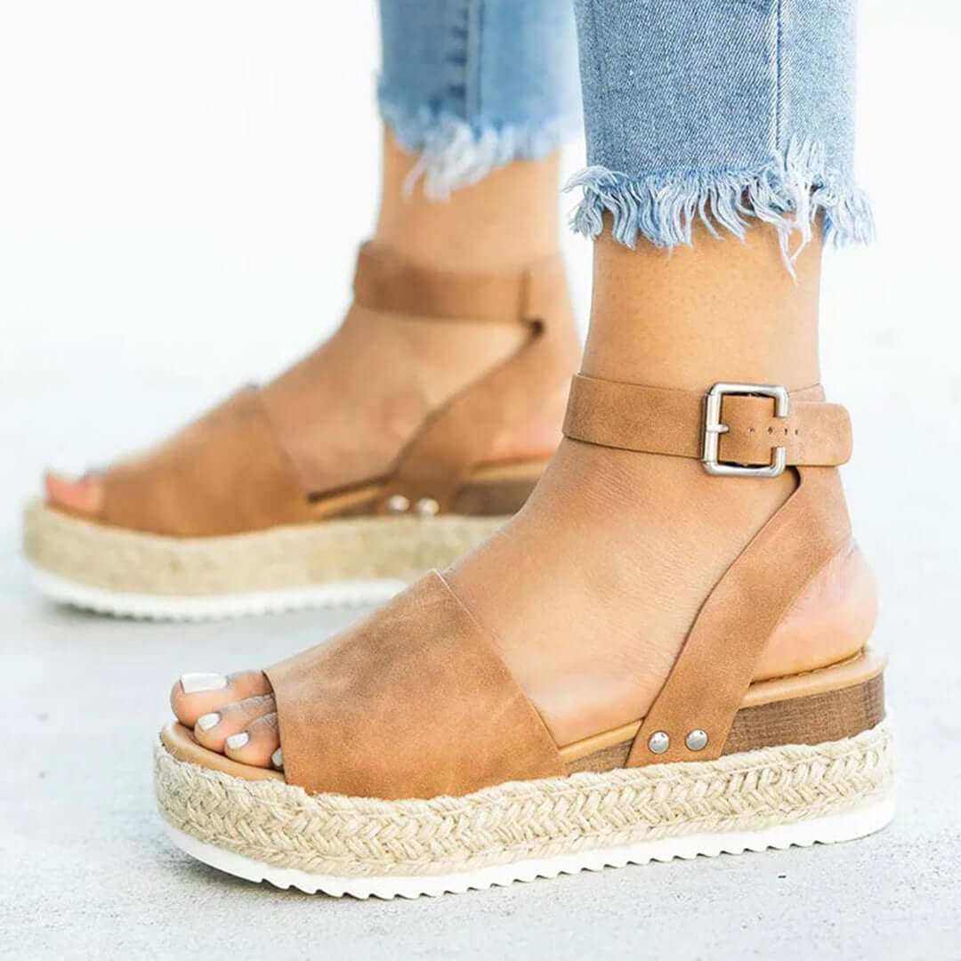 Women's Platform Espadrille Sandals with Ankle Strap