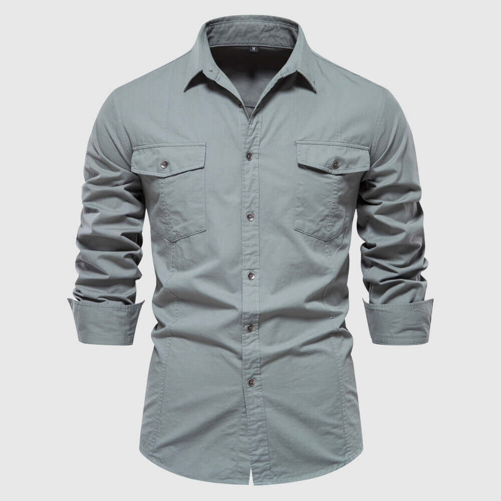 Men's Slim-Fit Long-Sleeve Casual Shirt