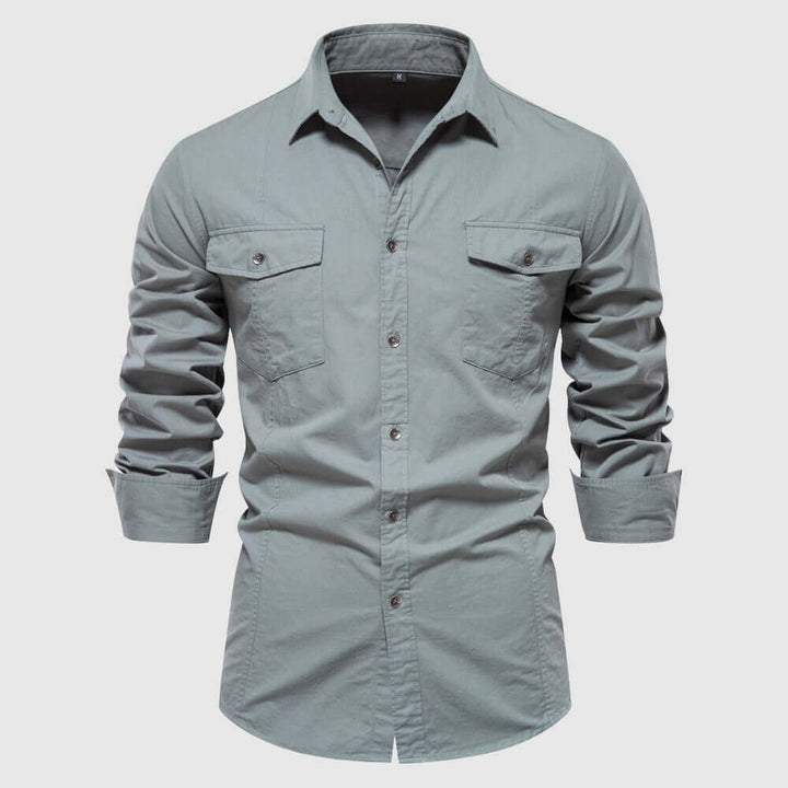 Men's Slim-Fit Long-Sleeve Casual Shirt