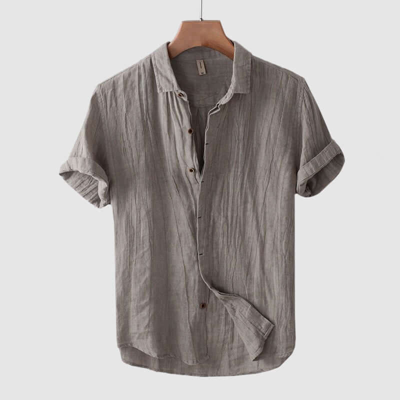 Men's Casual Short-Sleeve Slap Collar Shirt
