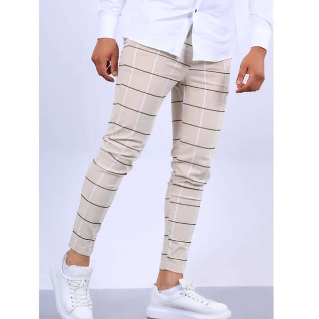 Men's Casual Checkered Trousers: Modern Fit, Breathable
