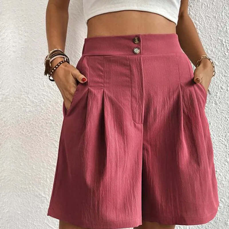 Women's High-Waisted Pleated Shorts: Summer Flowy Shorts