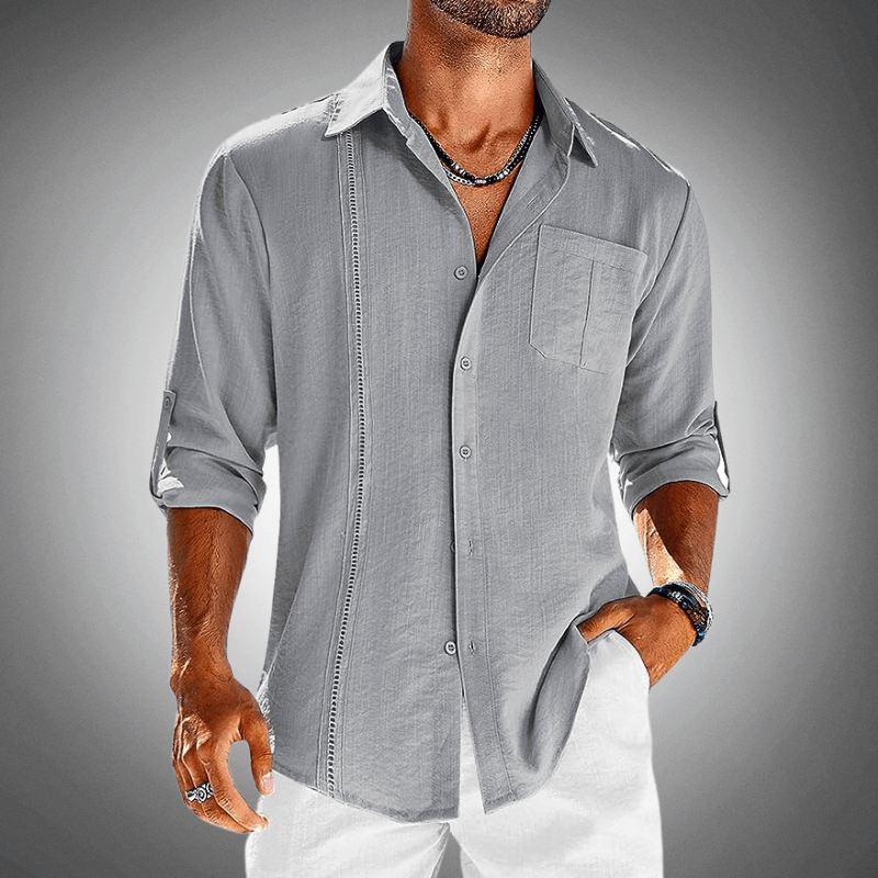 Men's Casual Long-Sleeve Shirt: Breathable Cotton Blend