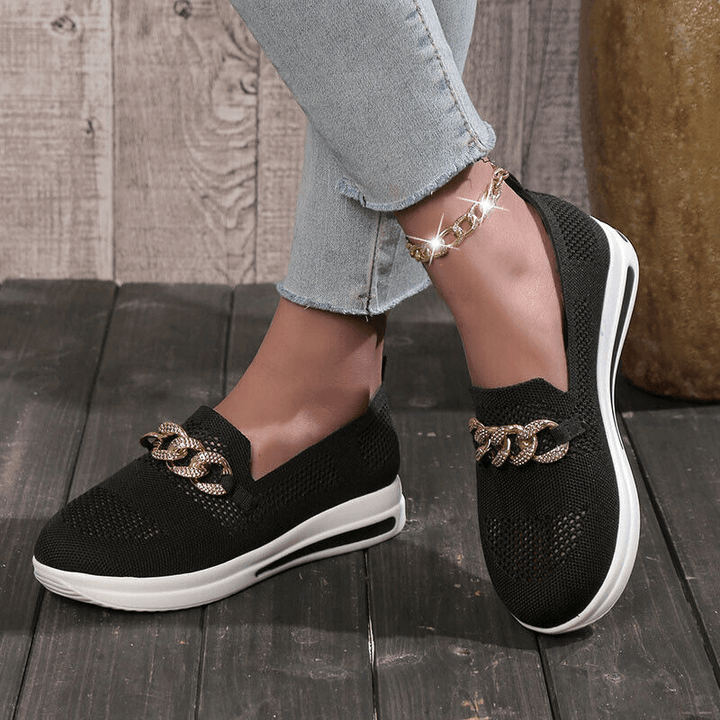 Women's Casual Slip-On Sneakers with Chain Detail