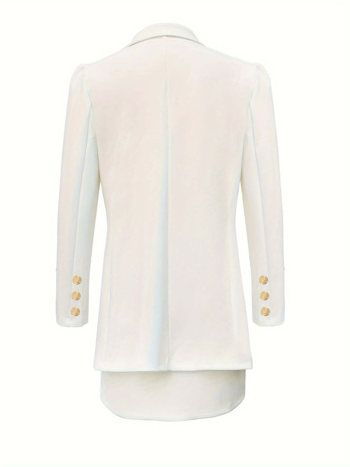 Women's Double-Breasted Blazer and Skirt Set