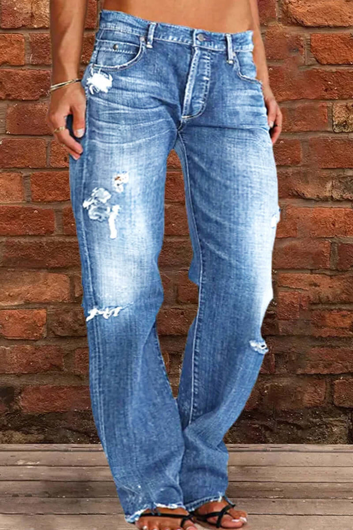Women's Casual Straight Leg Denim Jeans: Classic Fit, All-Season Style