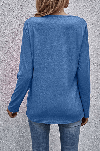 Women's Casual V-Neck Long Sleeve Top