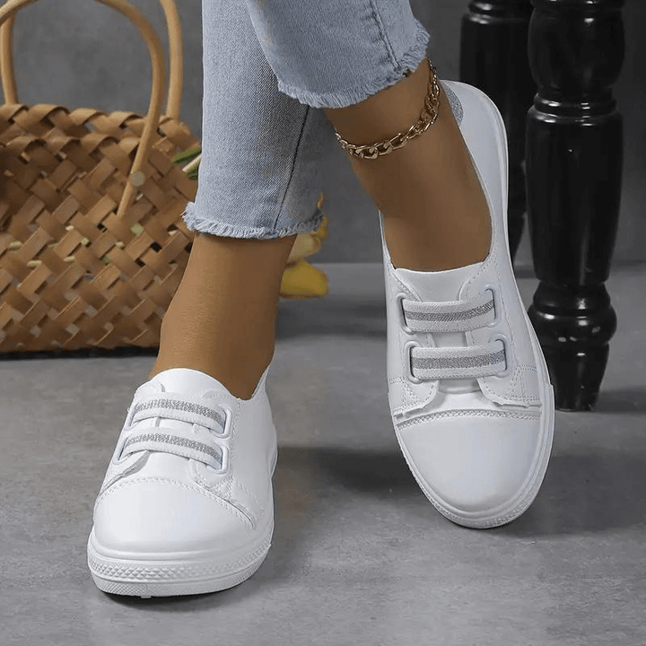 Women's Slip-On Sneakers: Elastic Band, Rounded Toe, Comfort