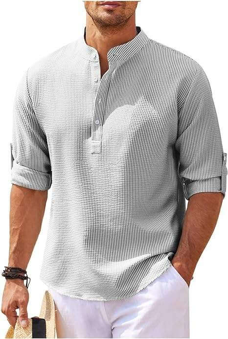 Men's Relaxed Fit Long Sleeve Henley Shirt