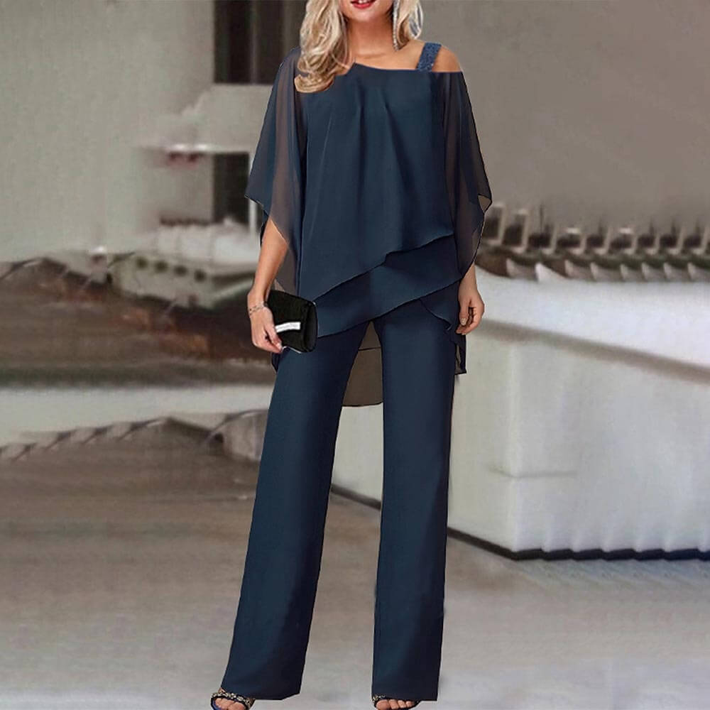 Elegant Cold Shoulder Jumpsuit: Flowy & Stylish Women's Jumpsuit