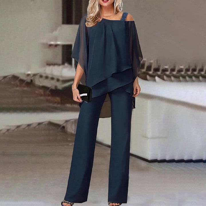 Elegant Cold Shoulder Jumpsuit: Flowy & Stylish Women's Jumpsuit