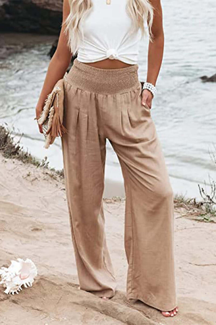 Women's Wide Leg Elastic Waist Casual Pants