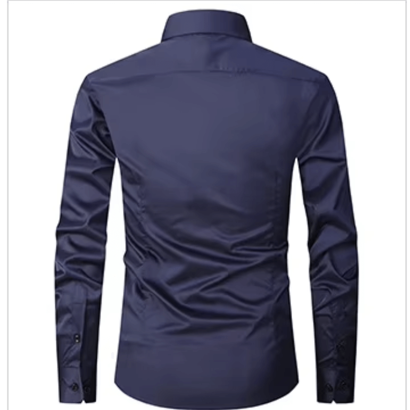 Men's Slim Fit Long Sleeve Shirt with Contrast Buttons
