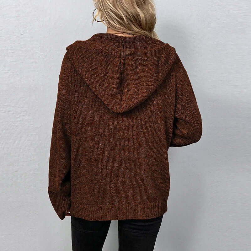 Women's Hooded Knitted Cardigan - Cozy & Warm