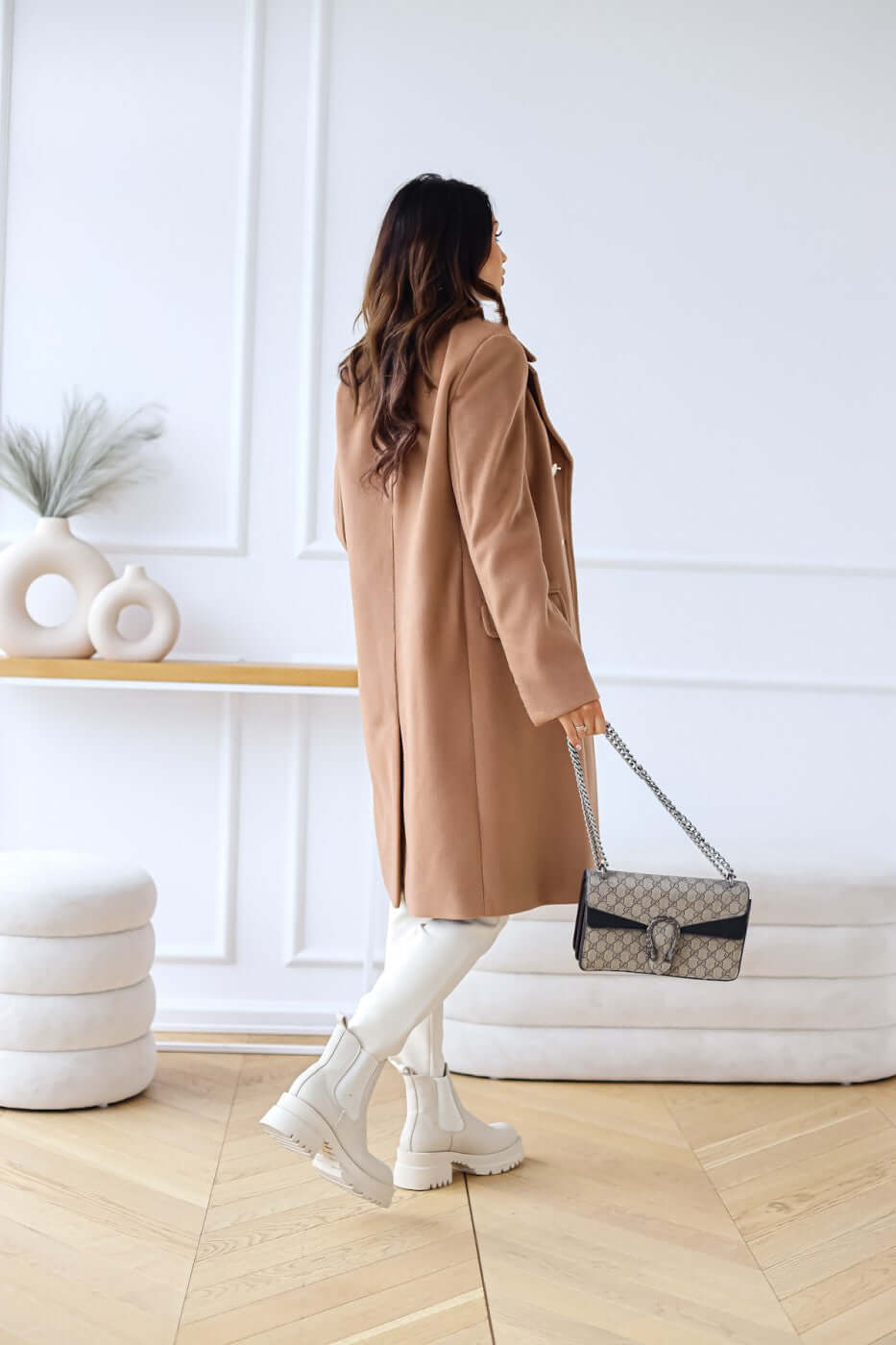 Women's Lapel Collar Long Sleeve Double-Breasted Jacket