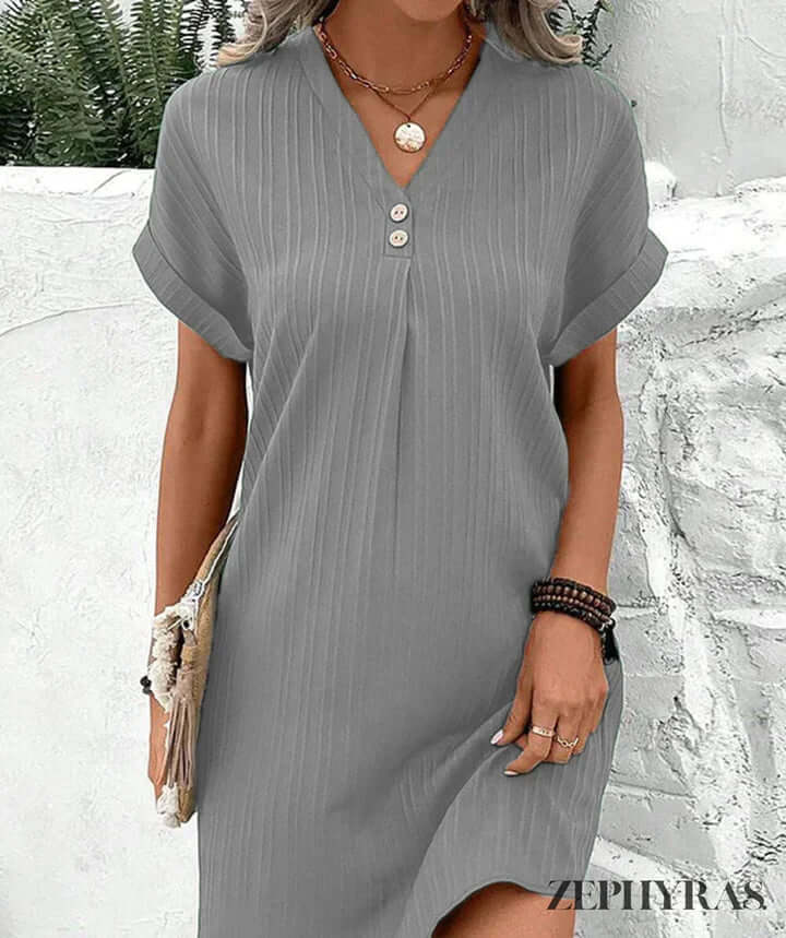 Elegant V-Neck Midi Dress