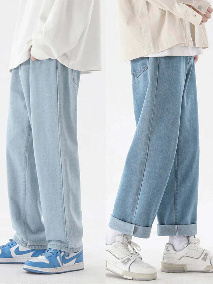 Men's Relaxed Fit Straight Leg Jeans: Durable Denim