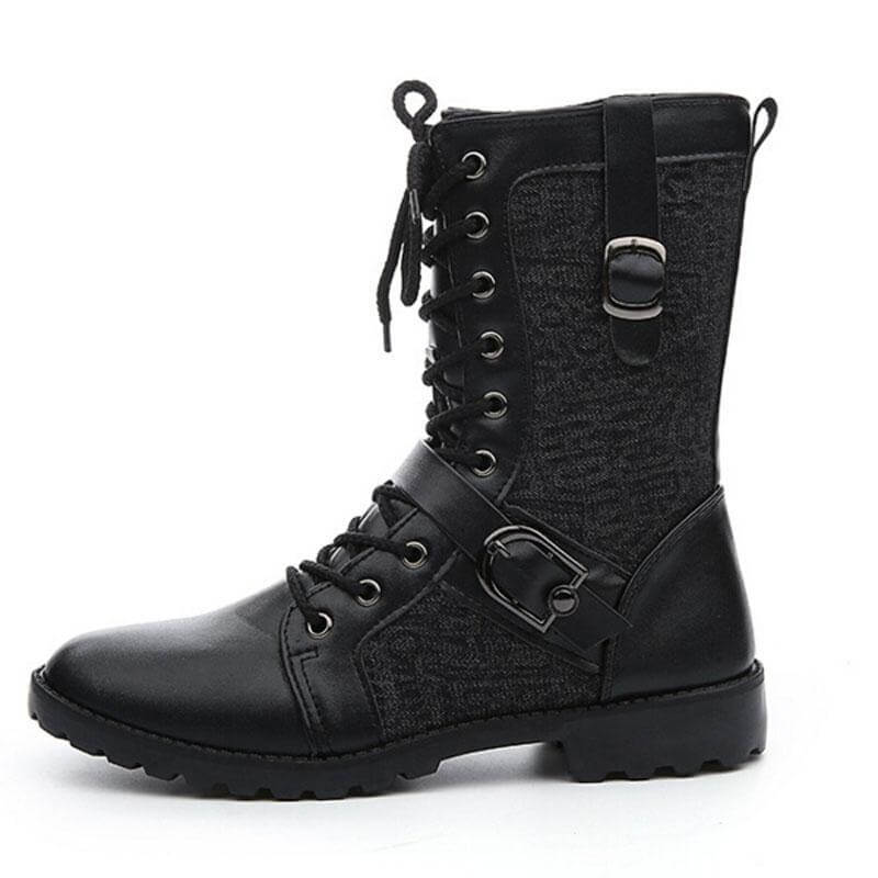 Men's Buckle-Fastening Lace-Up Boots