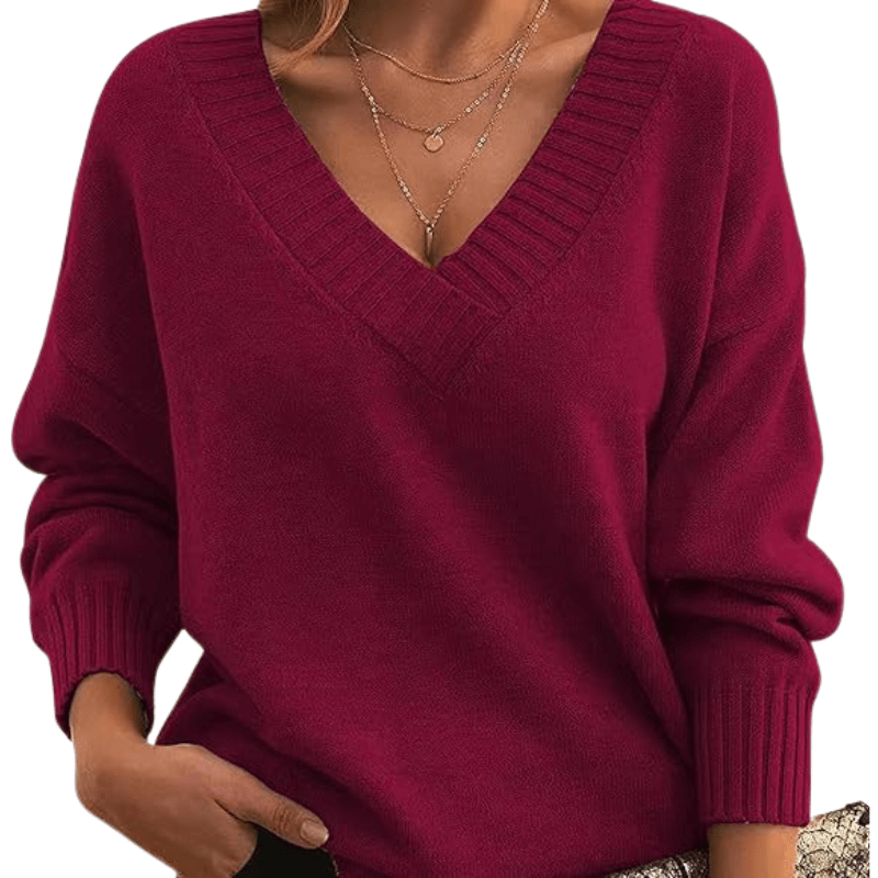 Women's V-Neck Knit Sweater: Soft, Elegant Everyday Wear