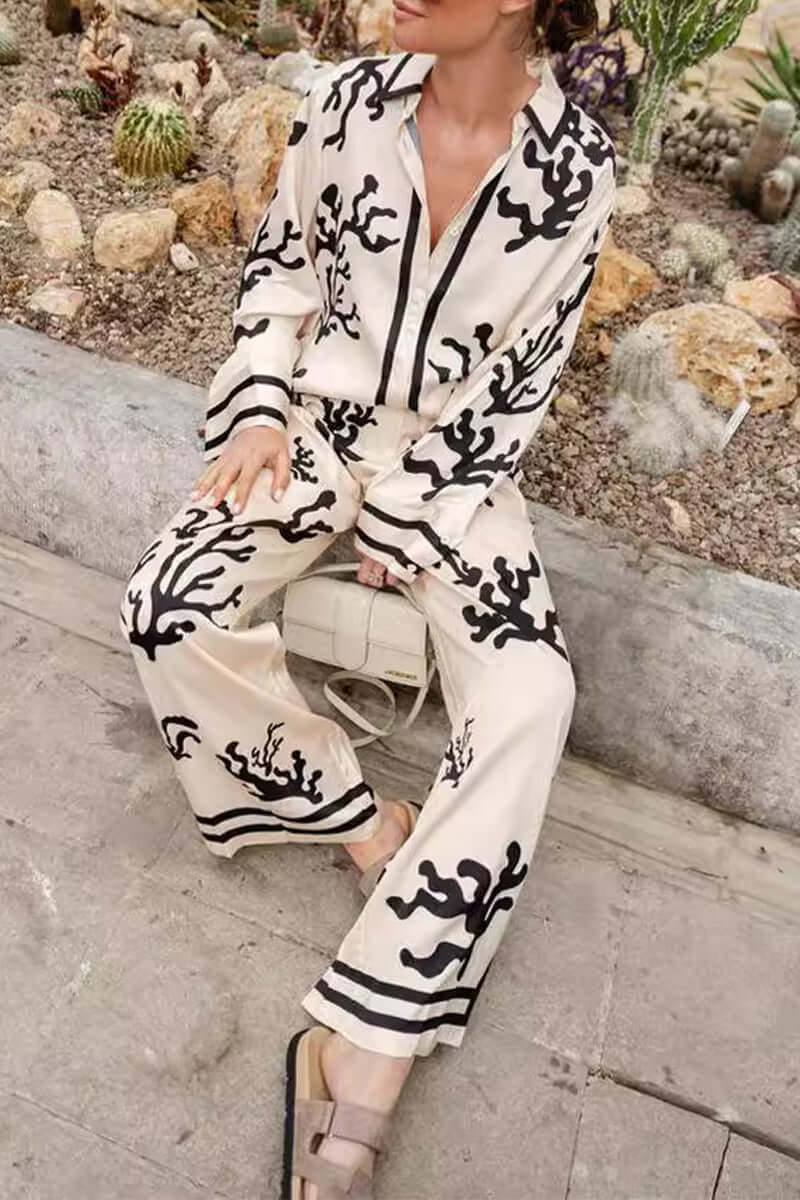 Women's Geometric Print Long Sleeve Shirt
